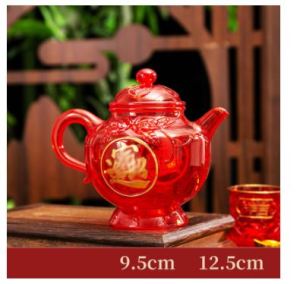 Teco Teko Seduh Teh Sembahyang Cao Cai Jin Bao Teko Puja Merah Kristal Acrylic Ukuran Besar