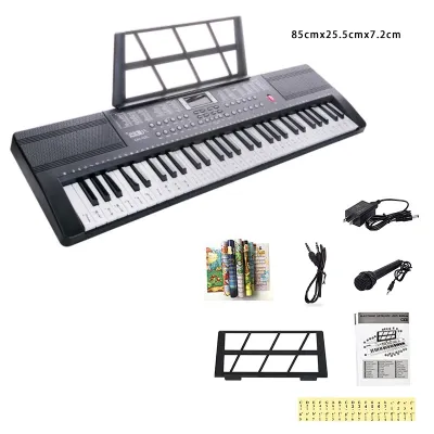 //รุ่นใหม่ล่าสุด!!///คีย์บอร์ดไฟฟ้า 61 คีย์ Keyboard **ของแท้-พร้อมใบรับประกัน**ไฟฟ้าคีย์บอร์ด เปียโนคีย์บอร์ด ใส่ถ่านได้ ฟรีไมค์โครโฟน อแดปเตอร์ และที่วางโน๊ต BD-663