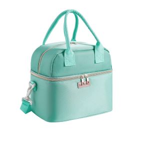 DEQIX Double Layer Insulated Lunch Bag Leakproof Thermal Thermal Cooler Tote Reusable Large Capacity Picnic Bag Outdoor Use