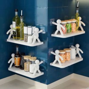 3ชิ้นชั้นวางของในห้องน้ำชั้นวางของในห้องน้ำราวแขวนแบบแขวนไม่มีชั้นแขวนผนังติดในครัวตะแกรงเข้ามุมไม่เจาะชั้นวางฝักบัว