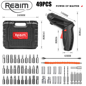 REAIM Electric Screw Driver Set 48PCS 4.8V Battery Drill   Coredless Barena Drill Set Rechargeable Portable Foldable