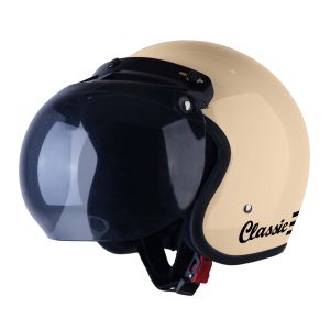 Helm Bogo Dewasa Retro Klasik SNI Full Leher Pria Wanita Warna Cream Kaca Cembung