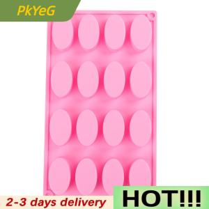 PkYeG 16 Cavity Oval Shape Soap Bake Mold Silicone Mould Tray Homemade Craft
