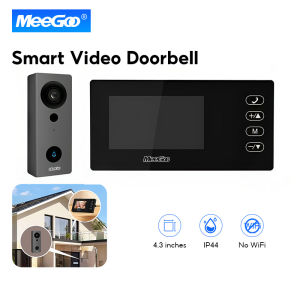 MeeGoo Wireless Video Doorbell HD Wide Angle 4.3inch Screen Intercom Door Bell Smart Home Security