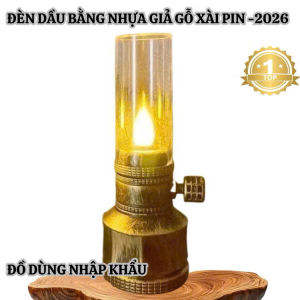 Đèn dầu đèn led thờ bằng nhựa giả gỗ dụng pin phiên bản mới nhất 2026-kèm 3 viên pin