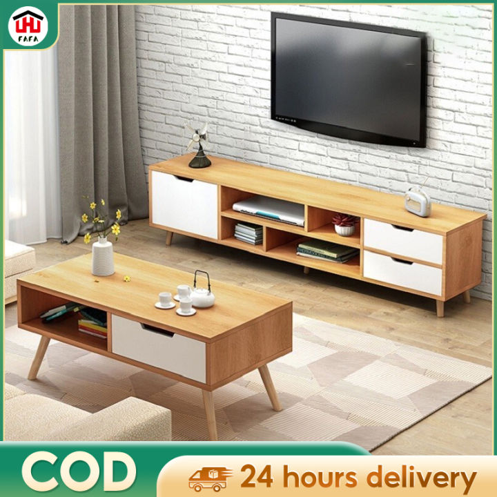 Ready To Ship] Fit 55''TV Nordic TV Cabinet Modern Minimalist 140/120CM TV  Rack Cabinet Furnitur Wood Wooden TV rack for Living Room