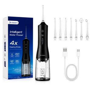 Dr Yadent Water Flosser Oral Irrigator for Adults IPX7 300mL Portable Dental Cleaner with 4 Modes 7 Nozzles Type-C Oral Care