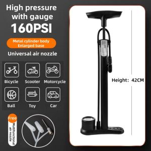 High Pressure Bike Pump 160 PSI with High-Precision Digital Gauge 3-in-1 Universal Presta Schrader Dunlop Valve for Bicycle Motorcycle Car Basketball