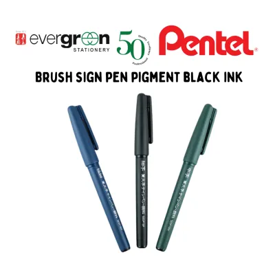 [SG] Pentel Brush Sign Pen Pigment Black Ink [Evergreen Stationery]