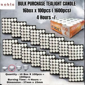 Tealight Candle/Wholesale/100pcs per pack(4hours+/-)/ 16 packs x 100pcs=1600pcs