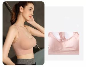 VTTO Sports Bra Women Buckle Back Yoga Fitness Gather Racerback Bra Underwear Training Exercise Running