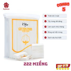 Bông Tẩy Trang 222 Miếng Cotton Pads Mofa Mèo Vàng - 100% Cotton Siêu Mềm Mịn Không Xơ Sạch Sâu