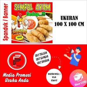 Spanduk Sempol Ayam / Banner Sempol ayam / Spanduk ukuran 1 x 1 m