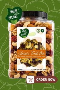 JAR 1KG Classic Trail Mix Premium Mixed Nuts & Dried Fruits | Almonds Cashews Walnuts Cranberries Raisins | Healthy Snack