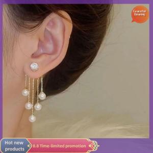 Graceful S925 needle Temperament Tassel Long Trendy Fashion Design Full of Rhinestone Earrings Party Jewelry Exquisite Gifts