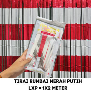Tirai Rumbai Merah Putih Metalik Hiasan Dekorasi Agustusan Murah