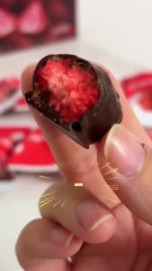 Dark chocolate filled freeze-dried strawberry snack Dark Chocolate Sandwich Freeze-Dried Strawberry Snacks