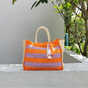 DaVee Handmade woven straw bag beach bag shopping bag tote bag handbag Hand-woven straw beach bag tote bag