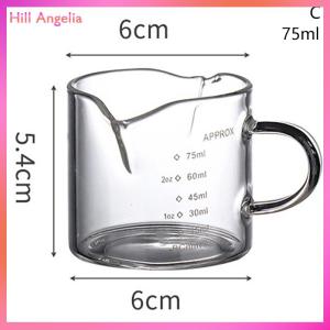 [Hill Angelia] 70 75ml Borosilicate Glass Measuring Cup With Double Spout And Closed Handle