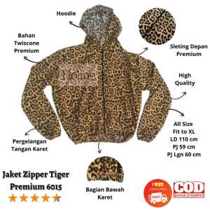 Floline Ols Jaket Leopard Tiger Zipper Premium High Quality 6015