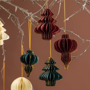 DECALE Paper Christmas Tree Honeycomb Ball Solid Color Hanging Christmas Tree Pendant Photo Props Home Hanging Christmas Tree Decoration Home