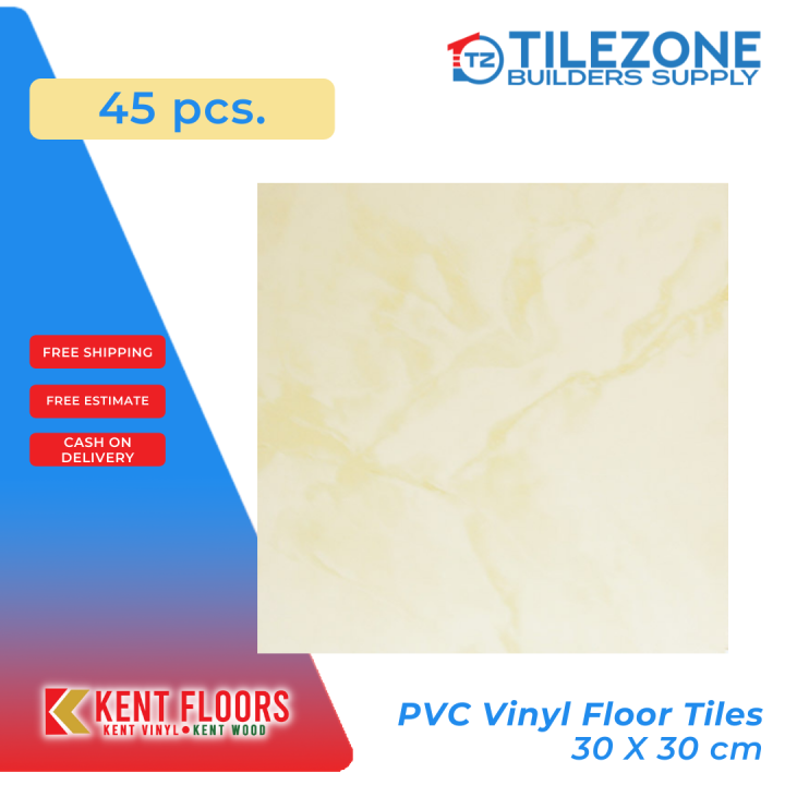 KENT PVC Vinyl Floor Tiles 0210B 30x30 cm Matte Yellow Marble Design