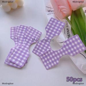 [COD] Modingdue 50Pcs Colorfu Lattice Half Folded Card Hair Accessories Cardboard Display Card Labels Hair Rope Packaging Card Hanging Tag Label