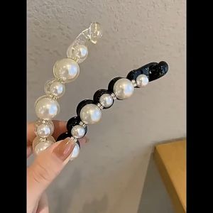 AIDA Pearl Banana Hair Clip Elegant French Clip Bridal Hair Accessories for Women Klip Rambut Banana Pearl珍珠香蕉夹优雅法式发夹