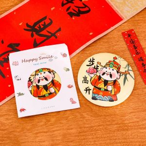 MAYIT Easy To Carry Cartoon Spring Festival Mirror Glass Pocket Make-up Mirror Vanity Mirror Cute Handheld Small Round Mirror