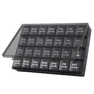SG RumahHome® 28 Compartments Rainbow Pill Box 7 Days Weekly Portable Medicine Organiser AM PM Travel Vitamin Tablet Storage Case