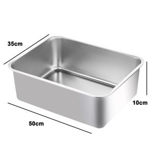 Stainless Steel Cat Litter Box With Large Space High Fence Cat Litter Box With Cat Litter Scoop And Non-Slip Foot Mat