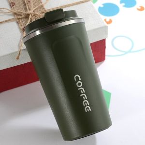 THERMOS COFFEE CUP with 380/510ml Volume Lid Leakproof Vacuum Flasks 304 Stainless Steel 5 Colours for Morning Coffee Office Gym Travel KF