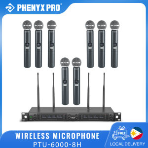 Phenyx Pro PTU-6000 8-Channel UHF Wireless Microphone System Auto Scan for Singing Church Karaoke Stage Live Show Wedding