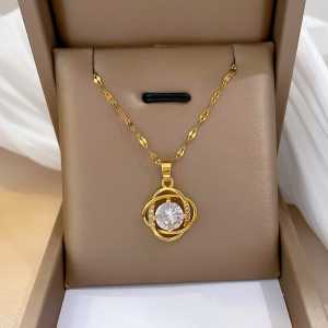 [ Bayar Ditempat ] Kalung Titanium Liontin Bunga Permata / Kalung Titanium Wanita Asli Ori Import / Kalung Titanium Wanita Model Baru 2021 / 2022