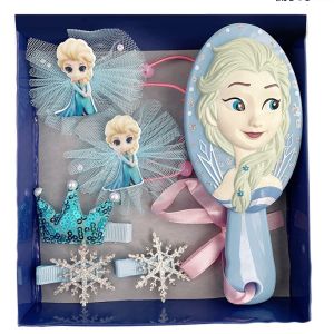 หวีนวดผมเจ้าหญิงเอลซ่าพร้อมกล่อง ที่คาดผมเด็ก กิ๊บติดผมเด็ก หวีเด็ก 6 ชิ้นเครื่องประดับผมเด็ก ชุดของขวัญเด็ก
