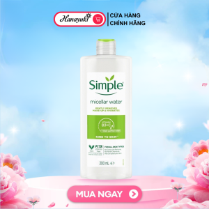 Nước tẩy trang Simple Micellar làm sạch 99% trang điểm cho da thoáng mịn tức thì