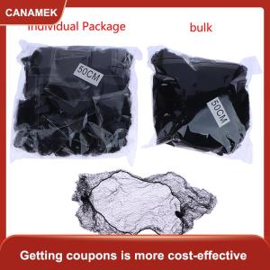 【CANAMEK】 50 cái tóc Net Đen đàn hồi bó tóc vô hình hairnet lưới Bun tóc Net 30 50 60cm Phụ kiện tóc