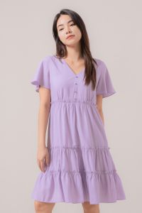 RIMINI - Dress Wanita Casual Vneck Ruffle Lengan Pendek xs-xl - Mavella Dress - 886871