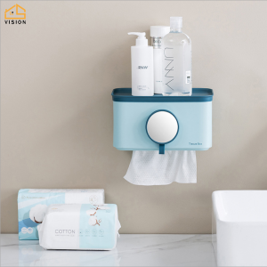Vision Wall Mount Tissue Box Case With Mirror Toilet Tissue Paper Roll Box Holder Waterproof Plastic Storage Box With Cover Bathroom Nail Free Self Adhesive Shelf