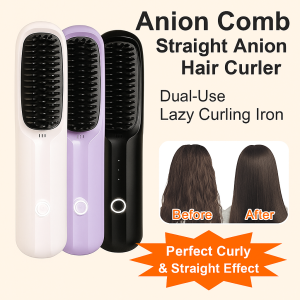Portable Negative Ion Hair Straightener Curling Comb Dual-Purpose Styling Tool for Smooth Frizz-Free Hair Travel-Friendly Easy to Use