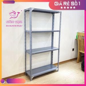 Kệ sắt V lỗ 4 tầng | Cao 150 x Dài 100 x Rộng 30 cm màu Xám Trắng Đen