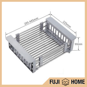 Adjustable Stainless Steel Sink Drainer Basket Drying Rack Shelf Rak Pinggan Kitchen Dish Rack Drainer Tray Expandable Drying Laras keluli tahan karat Sink Drainer