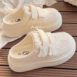 [Free Shipping] WomenS Summer Slip-On White Shoes To Pair With Skirts Versatile Lazy Slip-On Outdoor Closed-Toe Sneakers Thick-Soled Casual Sneakers