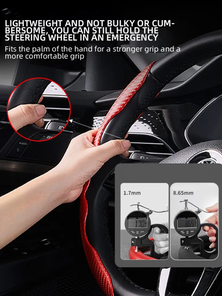 Xukey Carbon Fiber Steering Wheel Booster Cover – Non-Slip, Black, Universal Fit