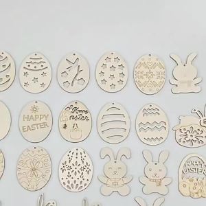 [COD] Easter Baby Graffiti Party Home Decoration Small Items Wooden Pendants DIY Childrens Hand-painted Wooden Pieces
