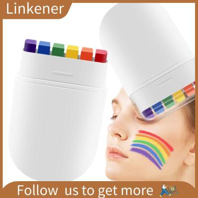 LINKENER Water Soluble Face Paint Stick Non Toxic 6 Colors Rainbow Body Paint Vibrant Bright Colors 