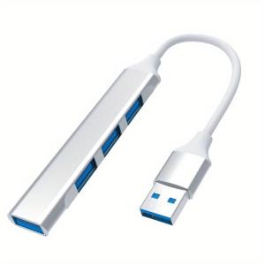 4-Port USB 2.0 Hub    Aluminum Alloy Multiport Adapter with USB-A & USB-C Connectors    High-Speed Data Transfer for Laptops Consoles Printers Cameras Keyboards Mice SeaSpark