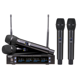 AUDIO ELEMENT Wireless Microphone System 4-Channel(Pro) BOMGE UHF Cordless Dynamic Four Mics Set Auto Connect All Metal Designfor Home Karaoke Meeting Party Church DJ Wedding Home KTV Set 260ft