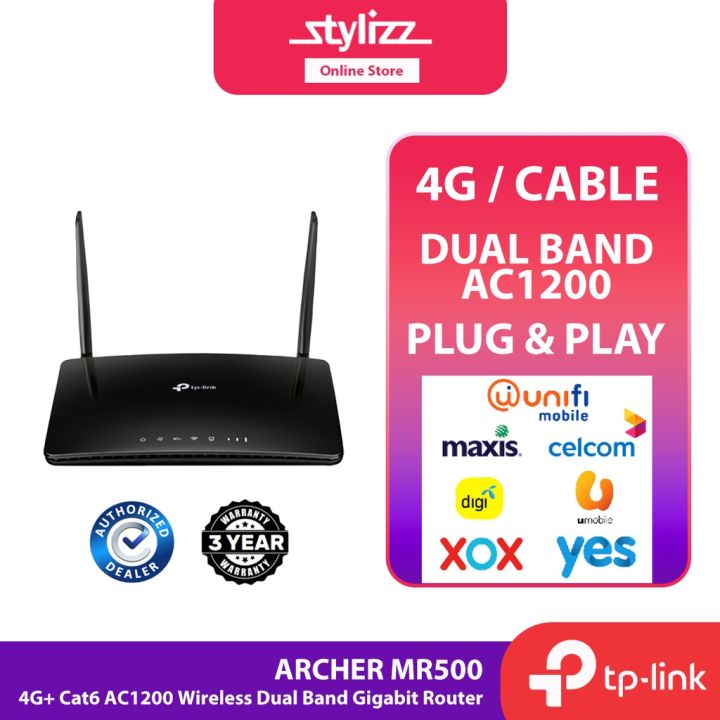 AC1200 Wireless | TP-Link Archer Lazada (2.4Ghz+5Ghz) Dual Router Cat6 Band Gigabit 4G+ MR500