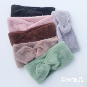 Băng đeo đầu thể thao tập thể dục cho nữ rộng Turban Knot hairband đàn hồi trùm tai ấm lông băng đô lông cho Yoga